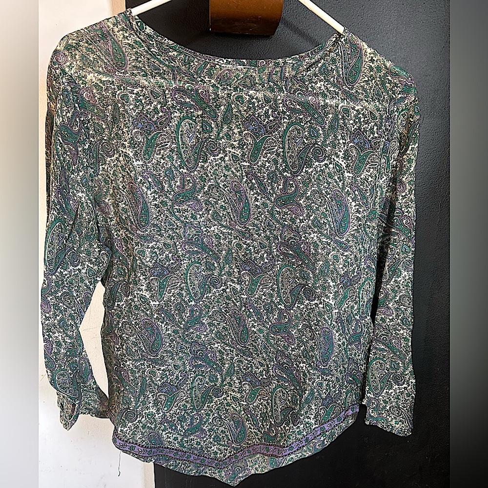 Vintage 90s Indian Cotton Paisley Boho Hippie Top Size S/M